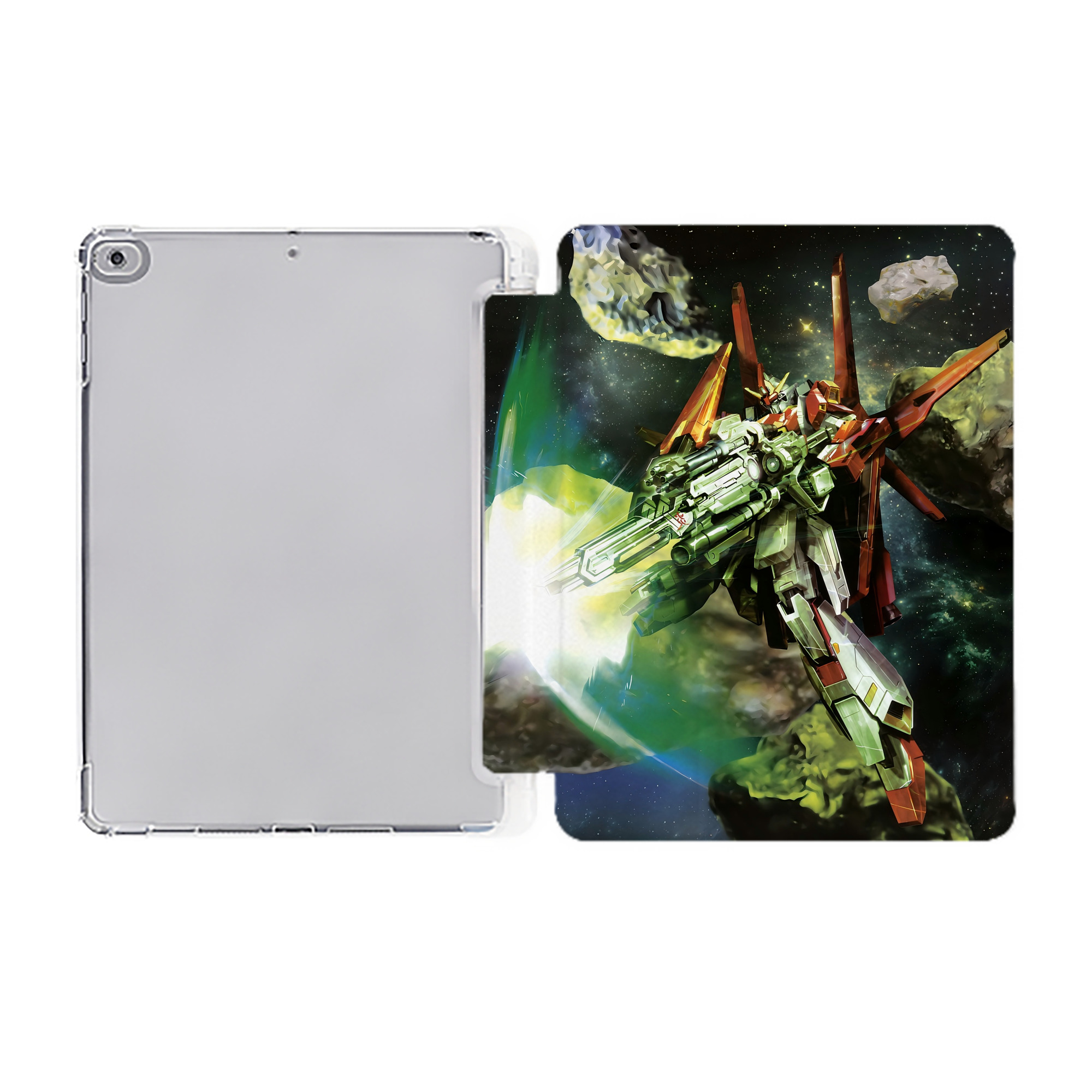 （画像用） 機動戦士ガンダム Mobile Suit Gundam IPad ケース ペン収納付き 三つ折りスタンド PUレザー×シリコン 対応機種9.5/10.5/10.9インチ